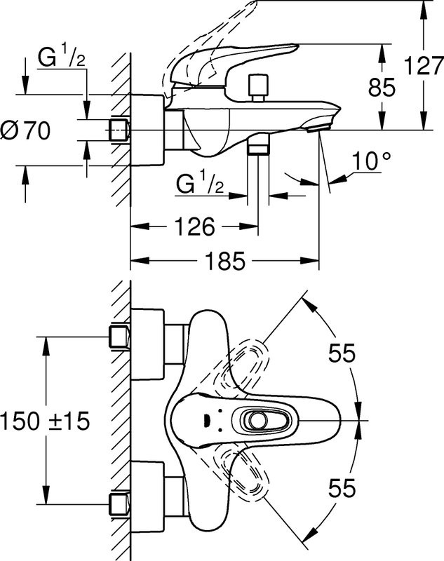 Душевой комплект Смеситель Grohe Eurostyle New 33591003 + Гарнитур Tempesta New 27644001