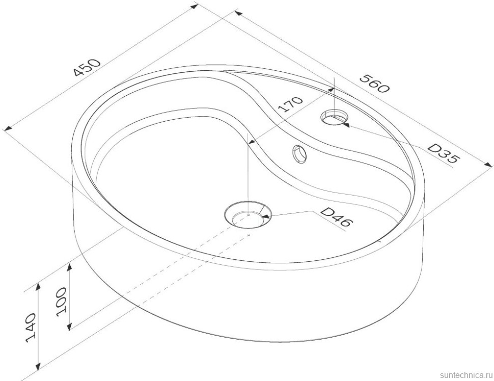 Тумба с раковиной AM.PM Func 100 дуб крафт, со столешницей, раковина M8FWCC20561WG