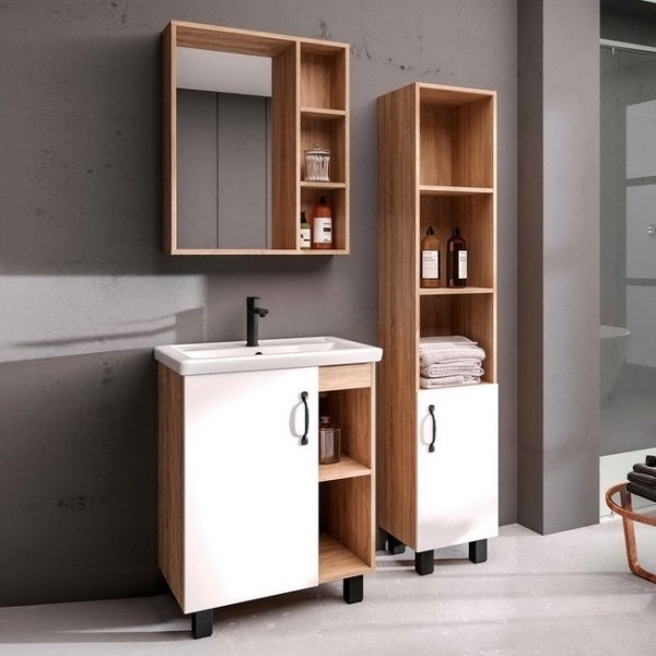 Мебель для ванной комнаты Grossman Флай 60 дуб сонома, белая