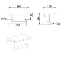 Держатель для туалетной бумаги AQUAme Trento с полкой AQM7209MB