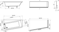 Акриловая ванна Ravak 10° L 160x95 см, угловая, левая, пристенная, белая, асимметричная, на ножках