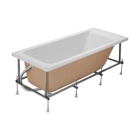 Акриловая ванна Roca Easy 160x70 см, пристенная, белая, с каркасом, со сливом-переливом