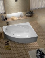 Ванна из искусственного камня Астра-Форм Тиора R 155x105 см, угловая, правая, пристенная, белая, асимметричная, на ножках