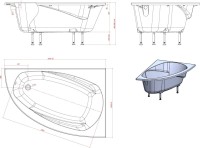 Ванна из искусственного камня Астра-Форм Тиора R 155x105 см, угловая, правая, пристенная, белая, асимметричная, на ножках