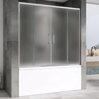 Шторка на ванну Abber Schwarzer Diamant AG57150M 150x140, профиль хром, стекло матовое