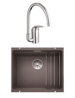 Комплект Мойка Blanco Etagon 500-U темная скала + Смеситель Grohe Euroeco