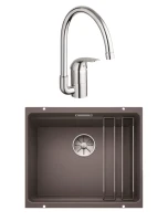 Комплект Мойка Blanco Etagon 500-U темная скала + Смеситель Grohe Euroeco Комплект Мойка Blanco Etagon 500-U темная скала + Смеситель Grohe Euroeco