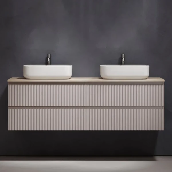 Тумба с раковиной Sancos Snob R 160 doha soft, столешница бежевая TT160A2X, раковина CN5043