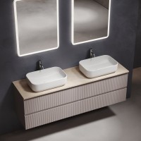 Тумба с раковиной Sancos Snob R 160 doha soft, столешница бежевая TT160A2X, раковина CN5043