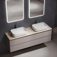 Тумба с раковиной Sancos Snob R 160 doha soft, столешница бежевая TT160A2X, раковина CN5043