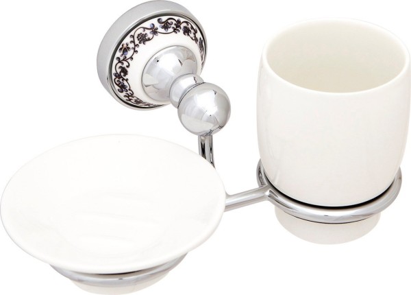 Стакан для ванной Fixsen Bogema FX-78506+08 настенный, рисунок, керамический