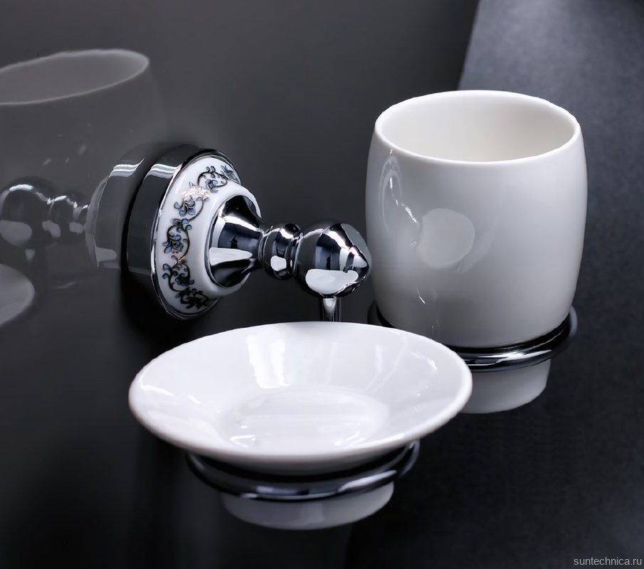 Стакан для ванной Fixsen Bogema FX-78506+08 настенный, рисунок, керамический