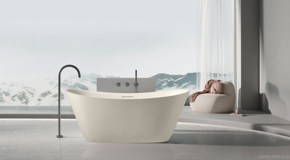 Ванна из искусственного камня AltroBagno Fiorina 090218 170x75 см, отдельностоящая, овальная, на ножках, с донным клапаном