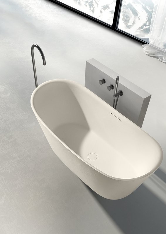 Ванна из искусственного камня AltroBagno Fiorina 090218 170x75 см, отдельностоящая, овальная, на ножках, с донным клапаном