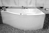 Акриловая ванна Aquanet Palma 00205537 R 170x100 см, угловая, правая, пристенная, белая, асимметричная, с каркасом, с сиденьем