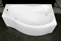 Акриловая ванна Aquanet Palma 00205537 R 170x100 см, угловая, правая, пристенная, белая, асимметричная, с каркасом, с сиденьем