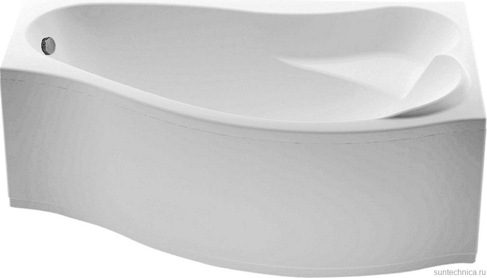 Акриловая ванна Aquanet Palma 00205537 R 170x100 см, угловая, правая, пристенная, белая, асимметричная, с каркасом, с сиденьем