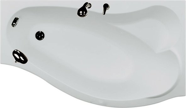 Акриловая ванна Aquanet Palma 00205537 R 170x100 см, угловая, правая, пристенная, белая, асимметричная, с каркасом, с сиденьем