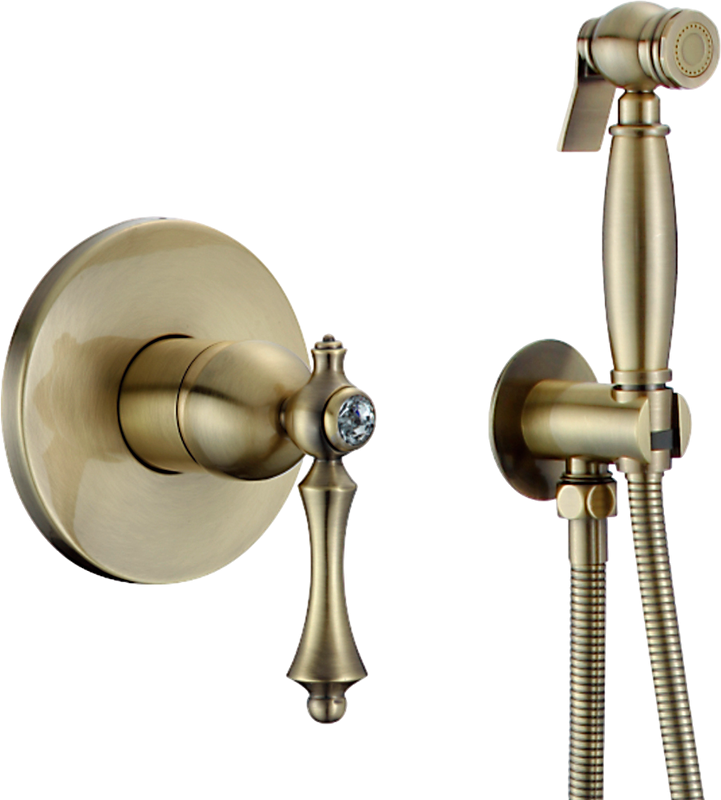 Гигиенический душ Rose R0105Q со смесителем, С ВНУТРЕННЕЙ ЧАСТЬЮ, бронза