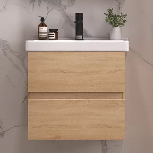 Тумба с раковиной SanStar Тоскана 60 дуб сонома светлый, раковина Sanita luxe Fest 60