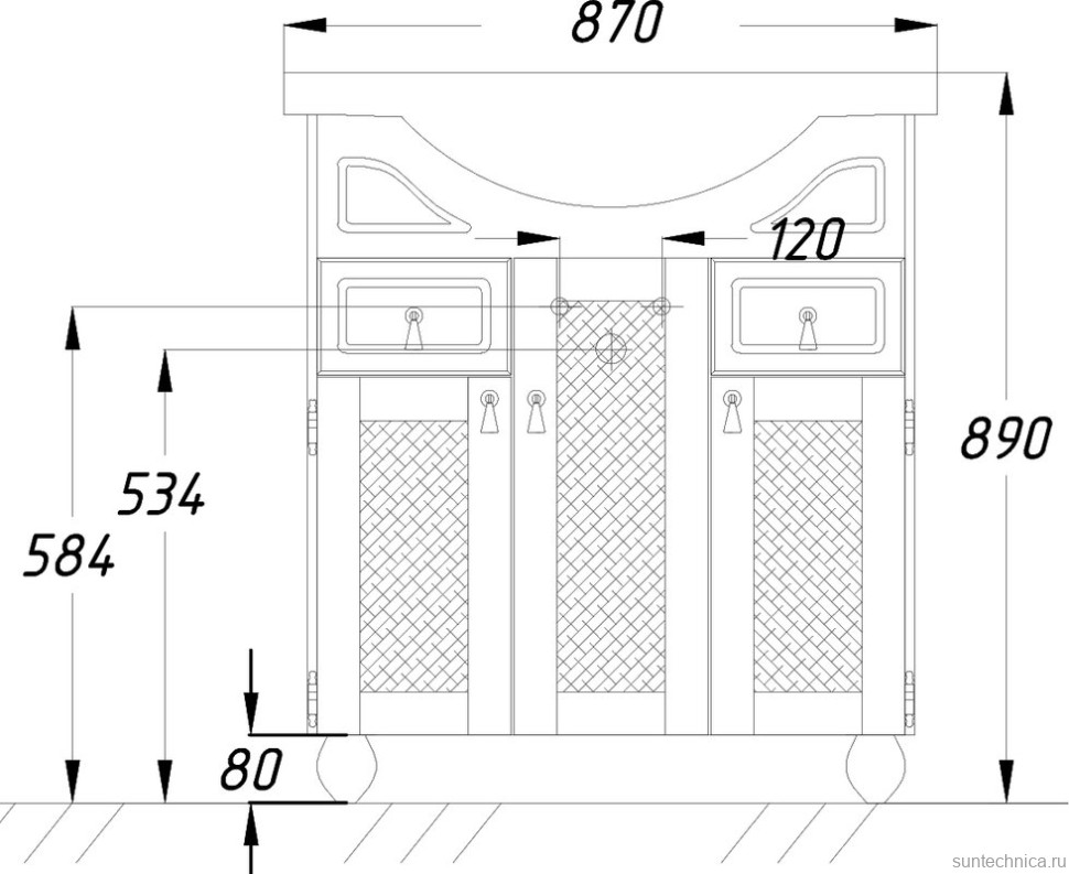Тумба с раковиной Opadiris Тибет 85 с декоративной решеткой, белая матовая