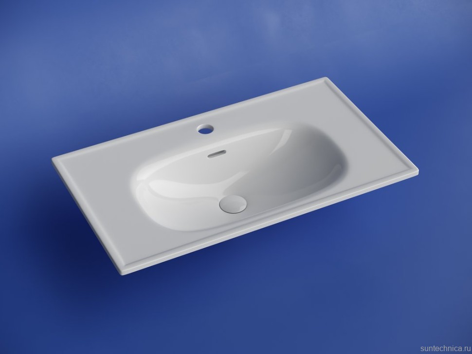 Мебельная раковина Ceramicanova Sabo CN13002 80 накладная, глянцевая белая, прямоугольная, фарфор