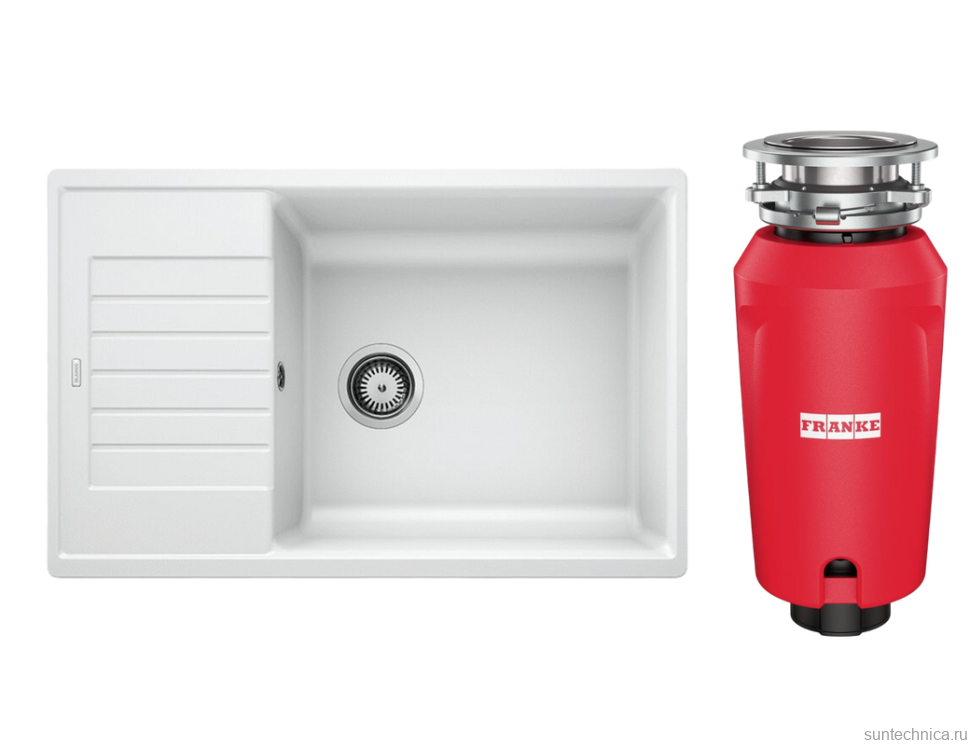Комплект Мойка Blanco Zia XL 6S Compact 523277 белая + Измельчитель Franke