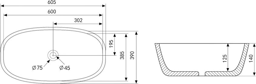 Накладная раковина Abber Rechteck AC2206MB матовая черная