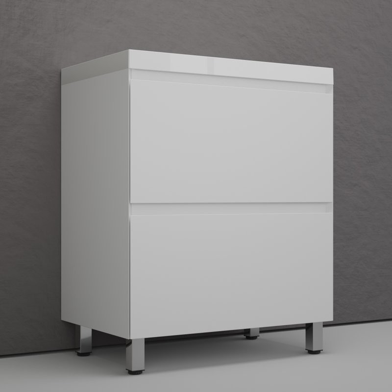 Тумба напольная "Манхэттен 70" ЭМАЛЬ, под раковину ASTI, 2 ящика, PLUS, белый