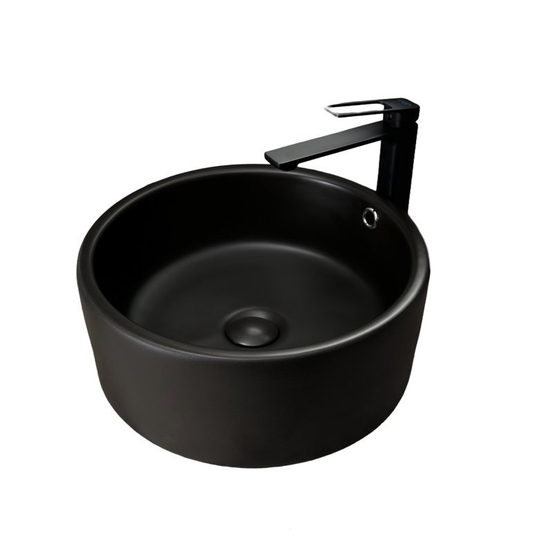 Накладная раковина GID Esfera N9130bg 42 черный графит, круглая, фаянс