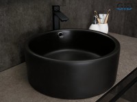 Накладная раковина GID Esfera N9130bg 42 черный графит, круглая, фаянс