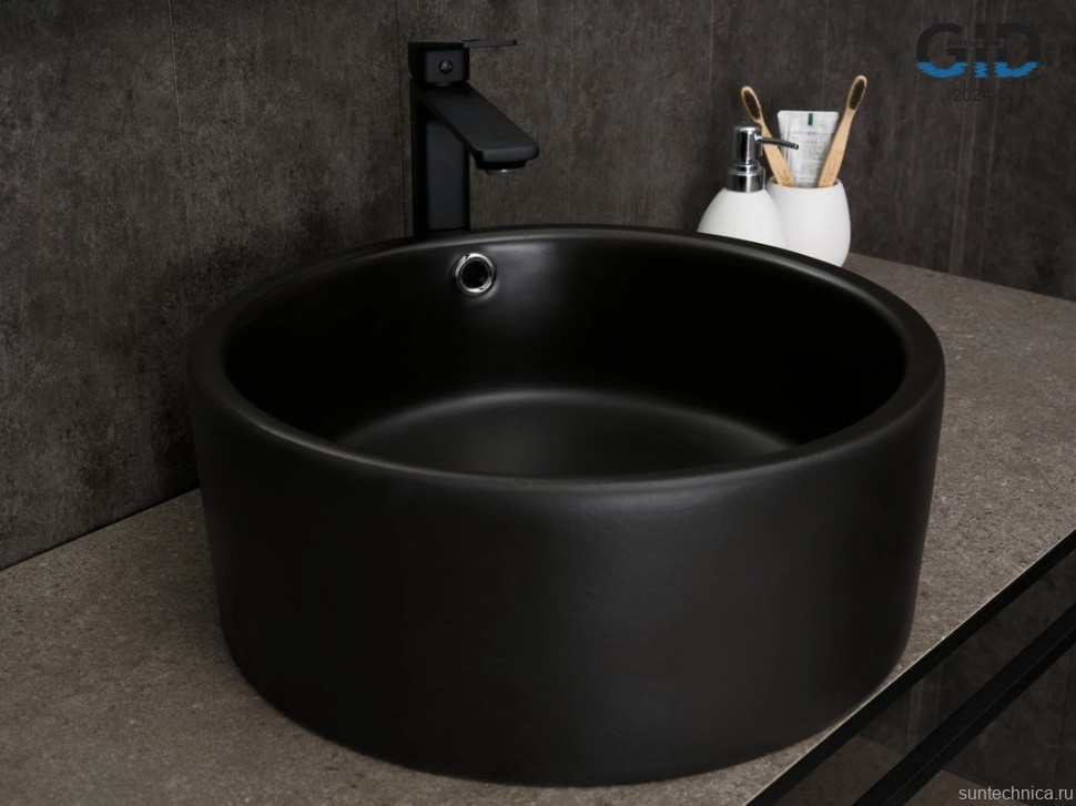 Накладная раковина GID Esfera N9130bg 42 черный графит, круглая, фаянс