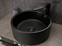 Накладная раковина GID Esfera N9130bg 42 черный графит, круглая, фаянс