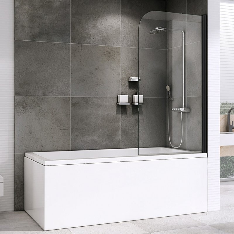 Шторка на ванну Abber Ewiges Wasser AG52080B 80x140, профиль черный, стекло прозрачное