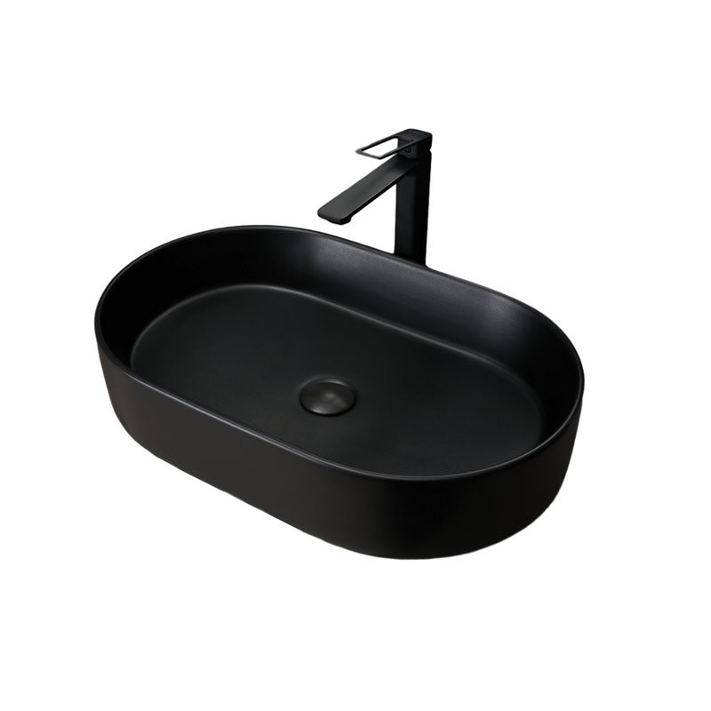Накладная раковина GID Lago Bm1479 61 матовая черная, овальная, фаянс