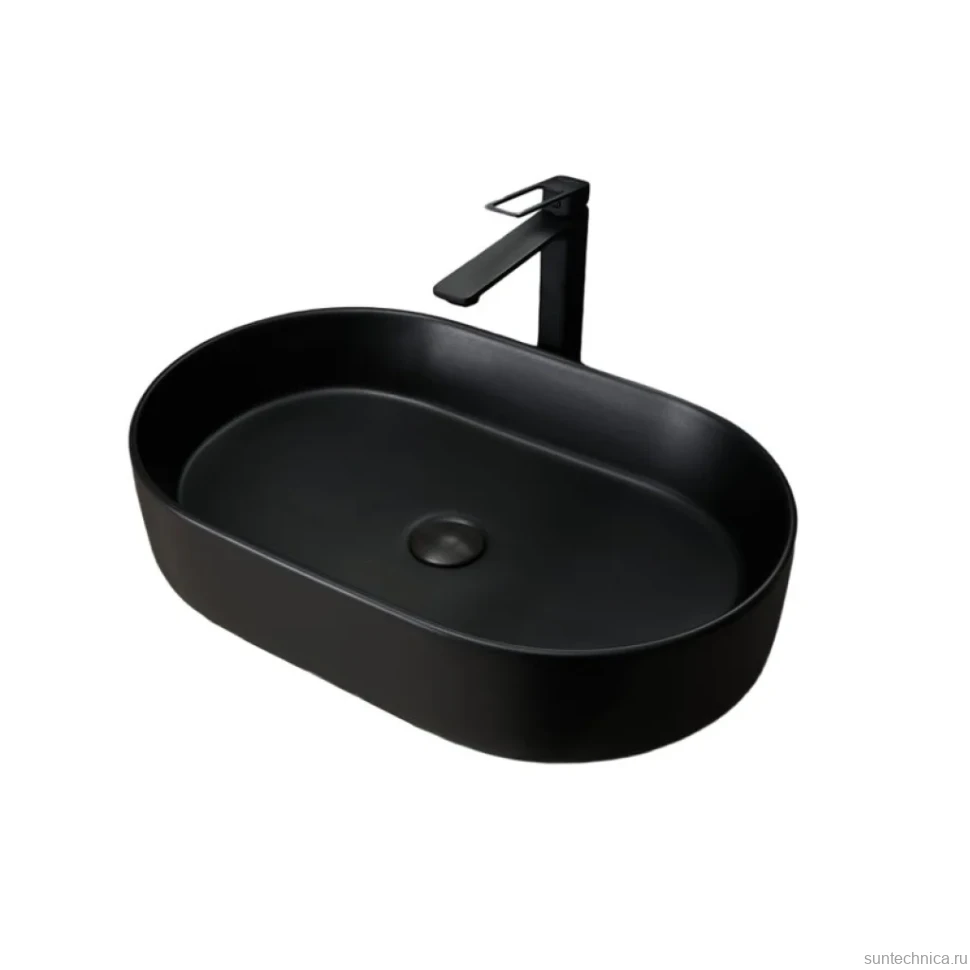 Накладная раковина GID Lago Bm1479 61 матовая черная, овальная, фаянс
