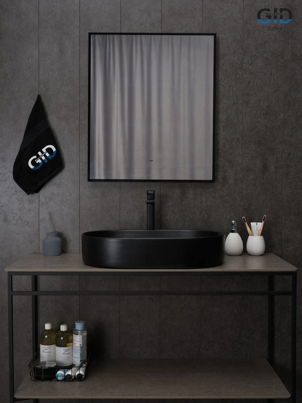 Накладная раковина GID Lago Bm1479 61 матовая черная, овальная, фаянс