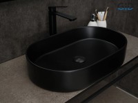 Накладная раковина GID Lago Bm1479 61 матовая черная, овальная, фаянс