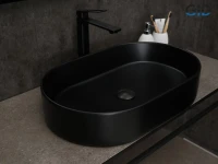 Накладная раковина GID Lago Bm1479 61 матовая черная, овальная, фаянс