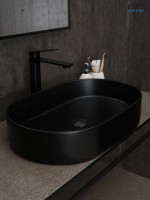 Накладная раковина GID Lago Bm1479 61 матовая черная, овальная, фаянс