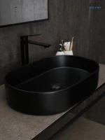 Накладная раковина GID Lago Bm1479 61 матовая черная, овальная, фаянс
