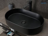 Накладная раковина GID Lago Bm1479 61 матовая черная, овальная, фаянс