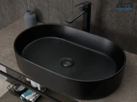 Накладная раковина GID Lago Bm1479 61 матовая черная, овальная, фаянс