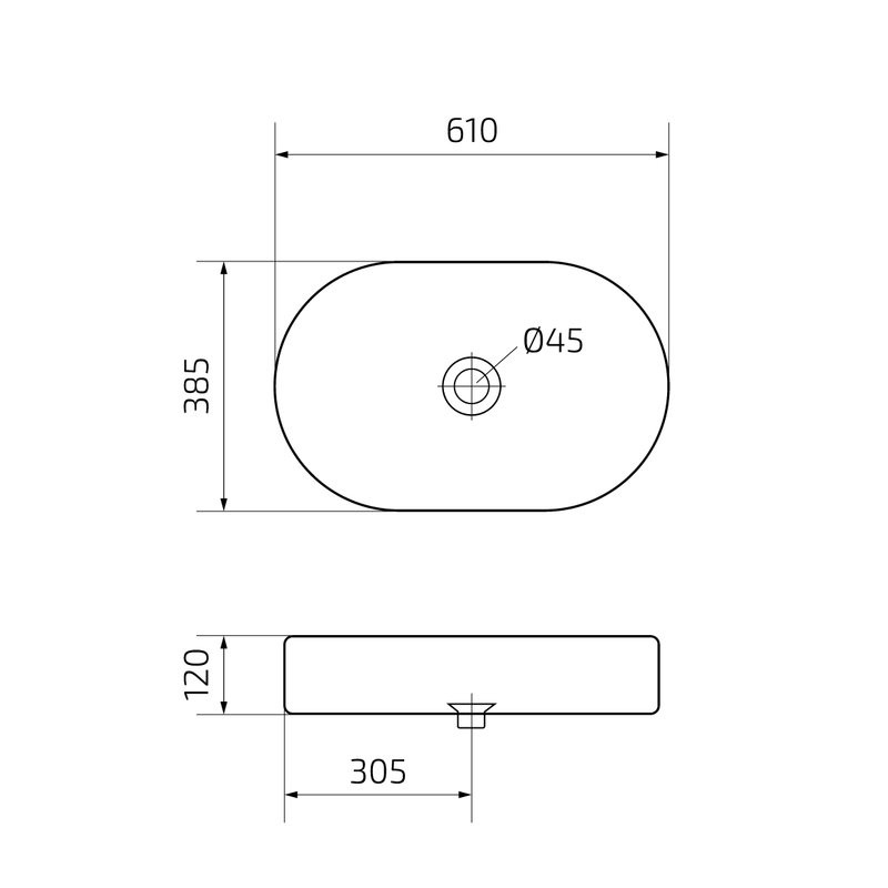 Накладная раковина GID Lago Bm1479 61 матовая черная, овальная, фаянс