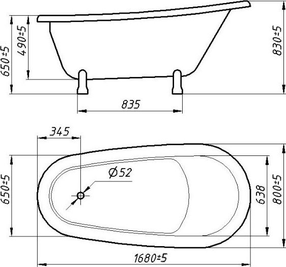 Ванна из искусственного камня Фэма Салерно 170x80 см, отдельностоящая, белая, овальная, с декоративными ножками, фурнитура бронза