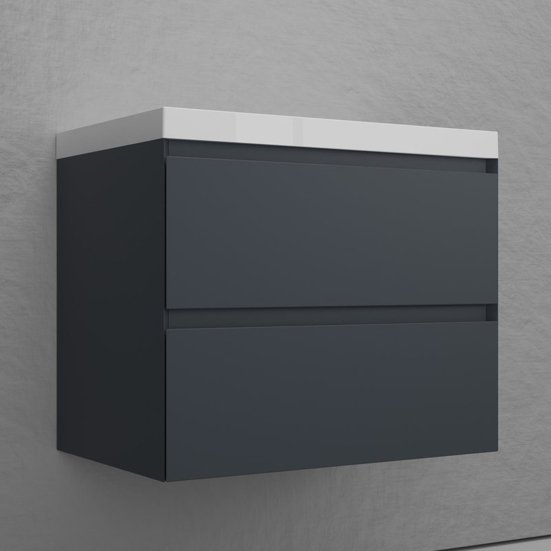 Тумба с раковиной Style Line Манхэттен 70 подвесная, графит, раковина Andrea Classic 70