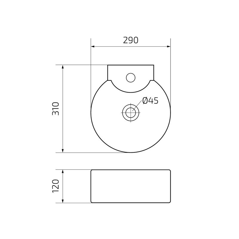 Раковина маленькая в туалет GID Suspendido N9134 29 глянцевая белая, фаянс