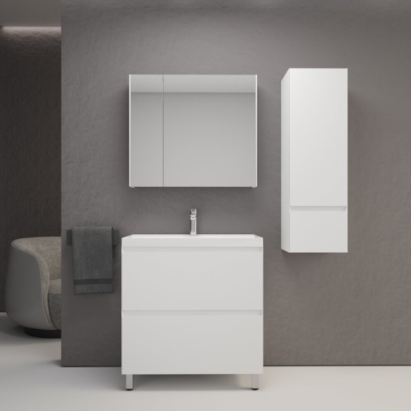 Мебель для ванной комнаты Style Line Манхэттен 80 напольная, белая, раковина Florentina Астория 80 белая