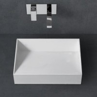 Накладная раковина Abber Stein AS2623 60 матовая белая, прямоугольная, искусственный камень, со скрытым сливом