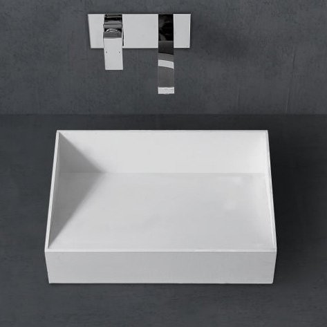Накладная раковина Abber Stein AS2623 60 матовая белая, прямоугольная, искусственный камень, со скрытым сливом